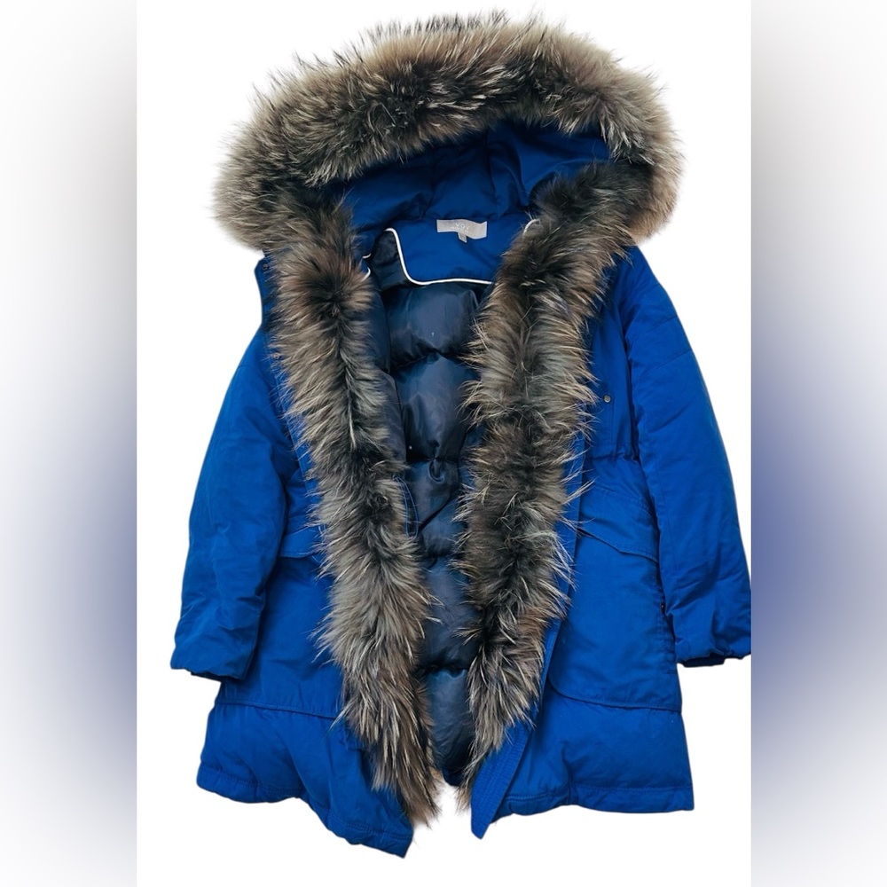 VOV ( Voice of Vouces ) Blue Parka with Faux Fur - Racoon Fur Trim
